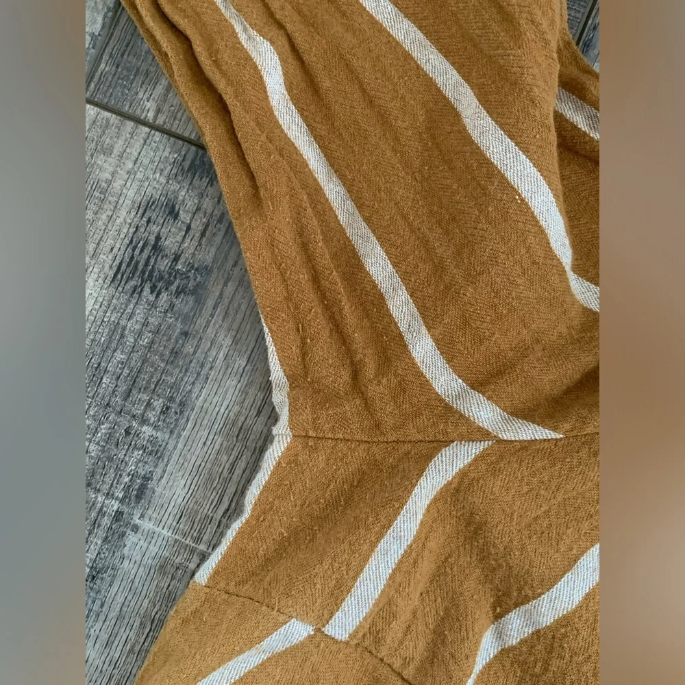 ✨SOLD✨Roolee Cotton Mustard Yellow/Striped 3/4 Sleeve Dress with Pockets Small - Picture 10 of 12